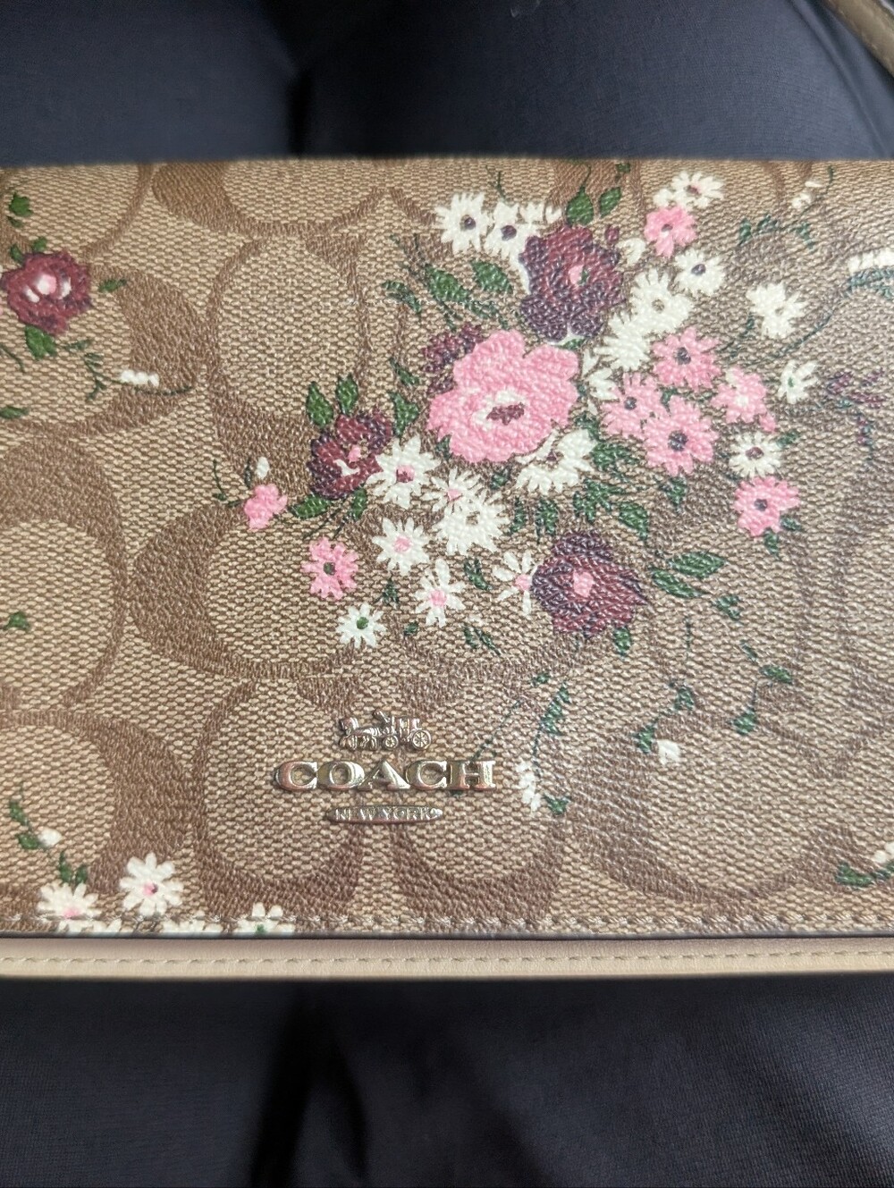 Coach Floral Signature Wallet - Brown Pink Floral